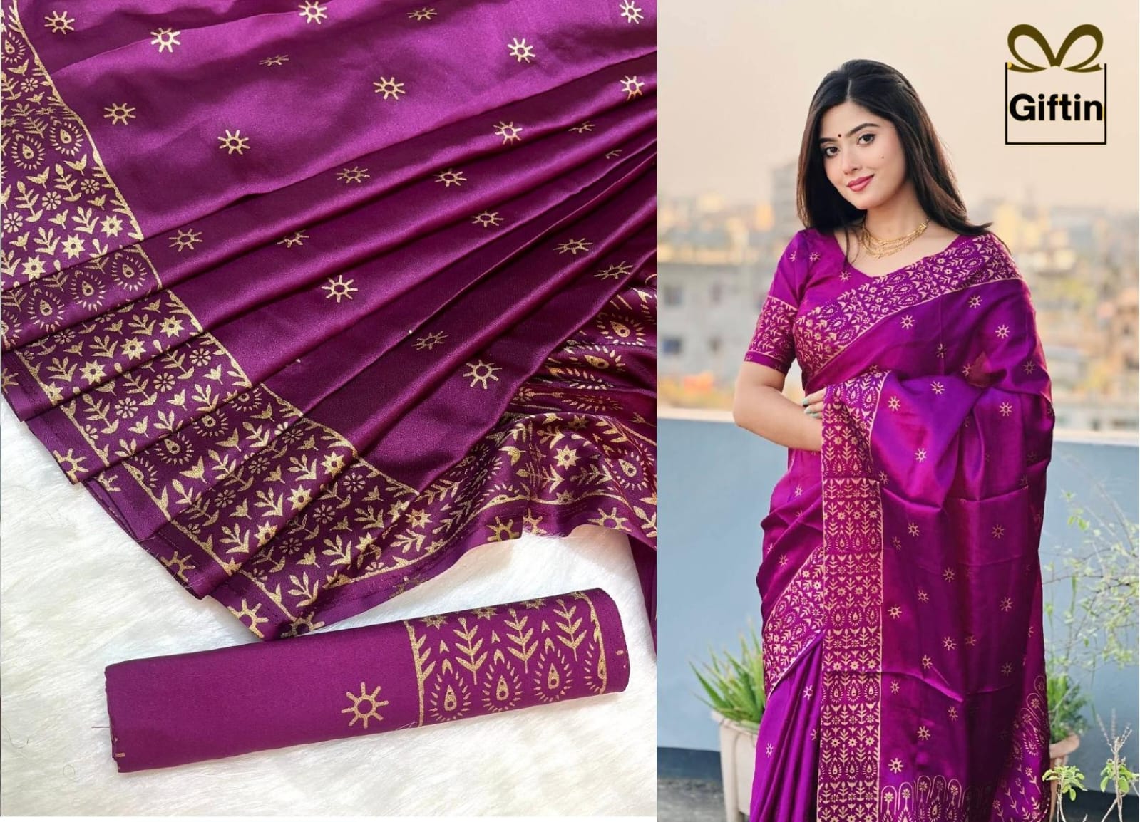 জাপানি সিল্ক শাড়ি & ব্লাউজ পিস