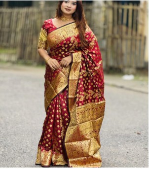 খয়েরী সফট লতা কাতান শাড়ি